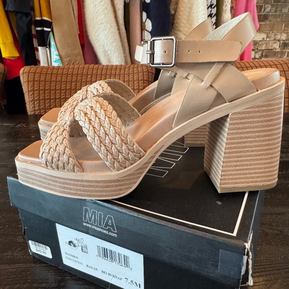 Mia Tan Braided Platform Heal Sandals - Picture 6 of 6